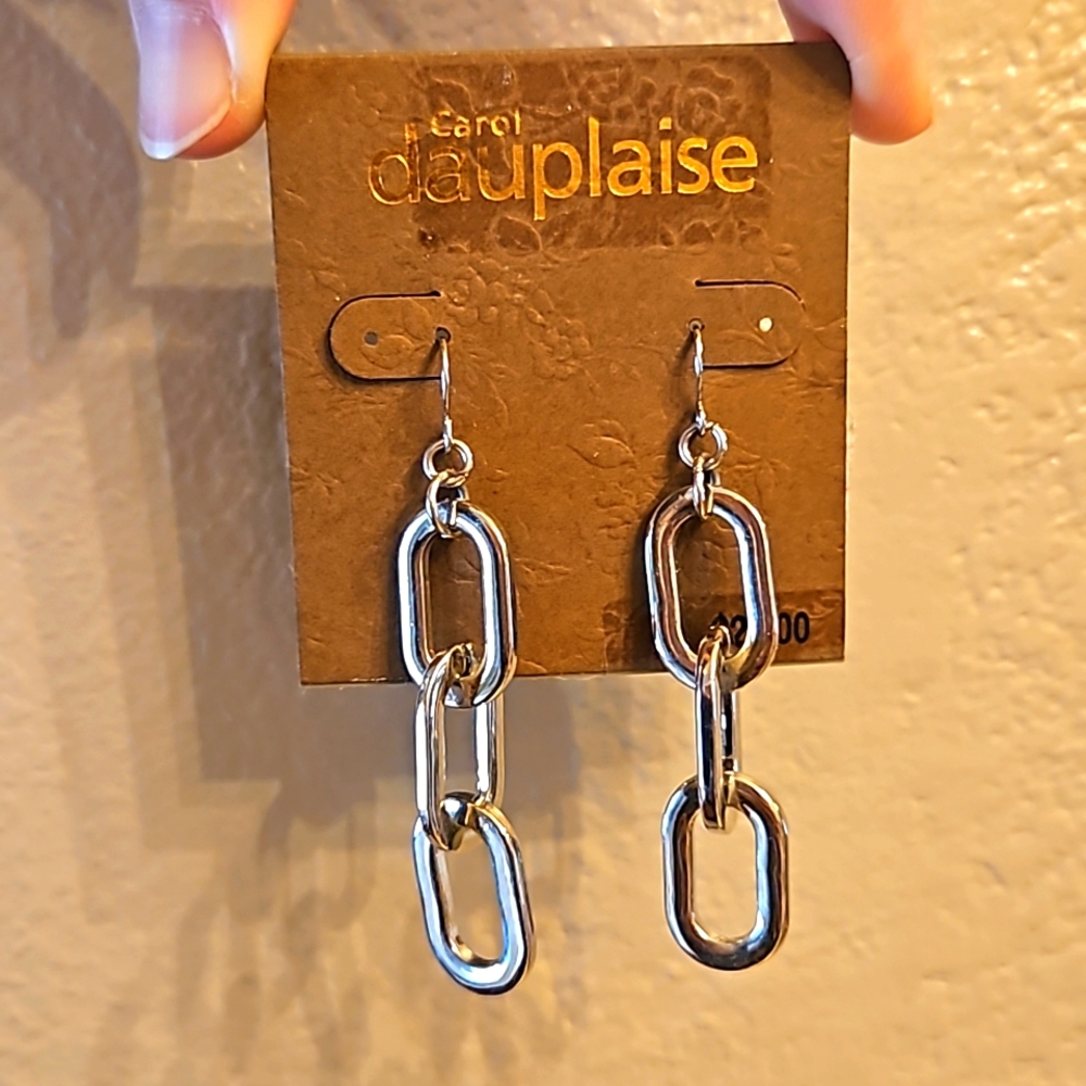Carol Dauplaise silver chain earrings